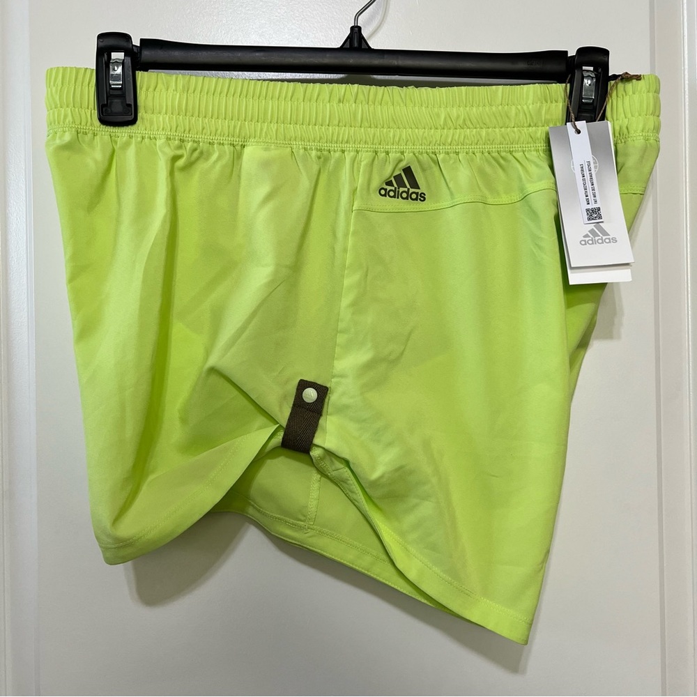 Adidas Pacer Snap Woven 5” Running Shorts, Neon Lime Green
